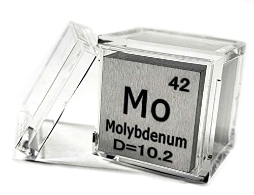 Image of 1 inch 25.4mm Molybdenum Metal Cube Mo up to 99.9% Pure Periodic Table Element Engraved Density Collection Science Education Display Block Cube + Acrylic Case Box - 1PC
