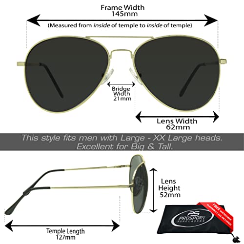 Image of proSPORT Aviator Big & Tall Sunglass Mens Oversize Extra Large & Wide Fit Polarized Available