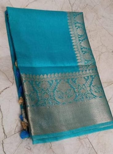Generic blue handloom silk saree – image 2