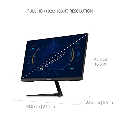 شاشة الالعاب فيوسونيك VX2418-P-MHD بمقاس 24 انش بدون اطارFHD ، 1080p,165Hz وسرعة استجابة 1 مللي ثانية، شاشة عرض للالعاب بمنفذ عرض وHDMI مع المزامنة التكيفية لحماية العينين