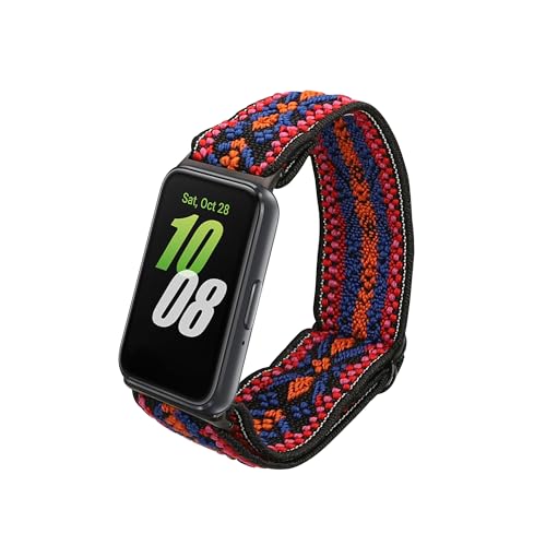 kwmobile Armband kompatibel mit Samsung Galaxy Fit 3 - Nylon Fitnesstracker Sportarmband Band in Orange Rot Blau - Innenma&szlig;e von 14-22 cm