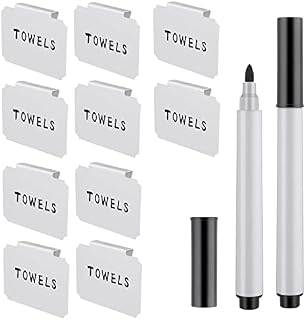 10 Pieces Labels for Storage Bins with Clips, Basket Labels for Kitchen Chalkboard Labels for Storage Bins Removable Clip Label Holder with 2 Black Pen for Basket Pantry Organization Box Storage