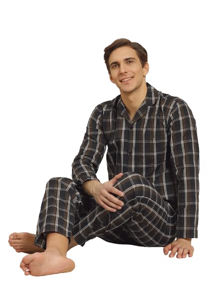 Image of SOJANYA (Since 1958 Men's Cotton Checked Nightsuit Set