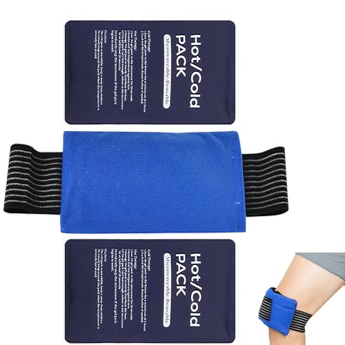Ice Packs for Injuries Reusable 3 pcs Set, Gel Hot & Cold Help Relieve Joint Pain, Muscle Pain, with Adjustable Straps, Treat Arms, Shoulders, Knees, Legs Back