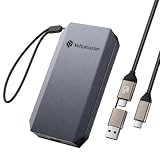 Yottamaster 512GB Esterno SSD, Fino a 2000 MB/s USB 3.2 Gen 2 x 2 Alluminio SSD Portatile, 2 in 1 USB-C/A Cavo con Laccetto Supporta 4K ProRes HDR Compatibile con iPhone 17 Pro Max, Smartphone, Tablet