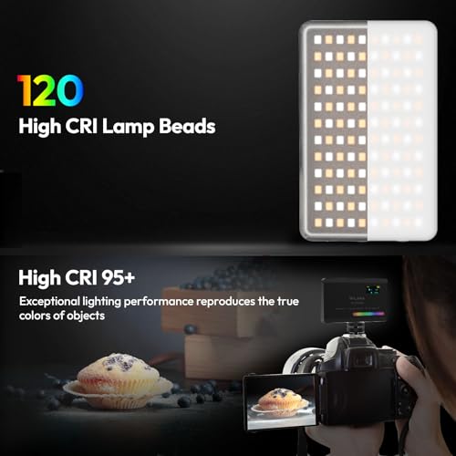 ULANZI VL120 RGB lampa wideo, przenośna kamera LED panel świetlny 0-360 pełny kolor, CRI 95+ 2500-9000K LED 3100mAh akumulator DSLR oświetlenie do vlogowania, fotografii, wideokonferencji