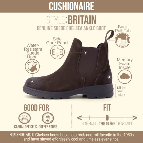Image of CUSHIONAIRE Britain Genuine Suede Chelsea Ankle Boots for Women