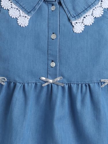 Image of Dresses for Kids Girls, Stylish Knee Length Once Piece Denim Frocks for Girls, Casual Dress for Summer & Birthday Family Gathering & Special Occasion