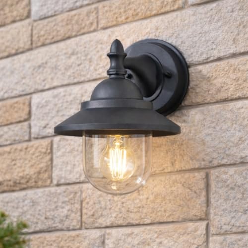 CGC Lighting Aplique de exterior, jardín, farol decorativo para porche, LED, E27 (Gris)