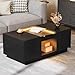 YITAHOME Modern Coffee Table with LED Lights, Rectangle Coffee Table with 2 Large Drawers, Spacious Glass Coffee Table, Upscale Large Living Room Table with Power Outlets and Remote Control, Black