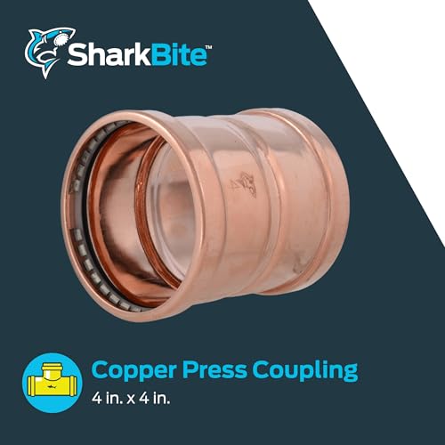 Image of SharkBite 4 Inch Coupling, Copper Press Plumbing Fitting, UPR0105