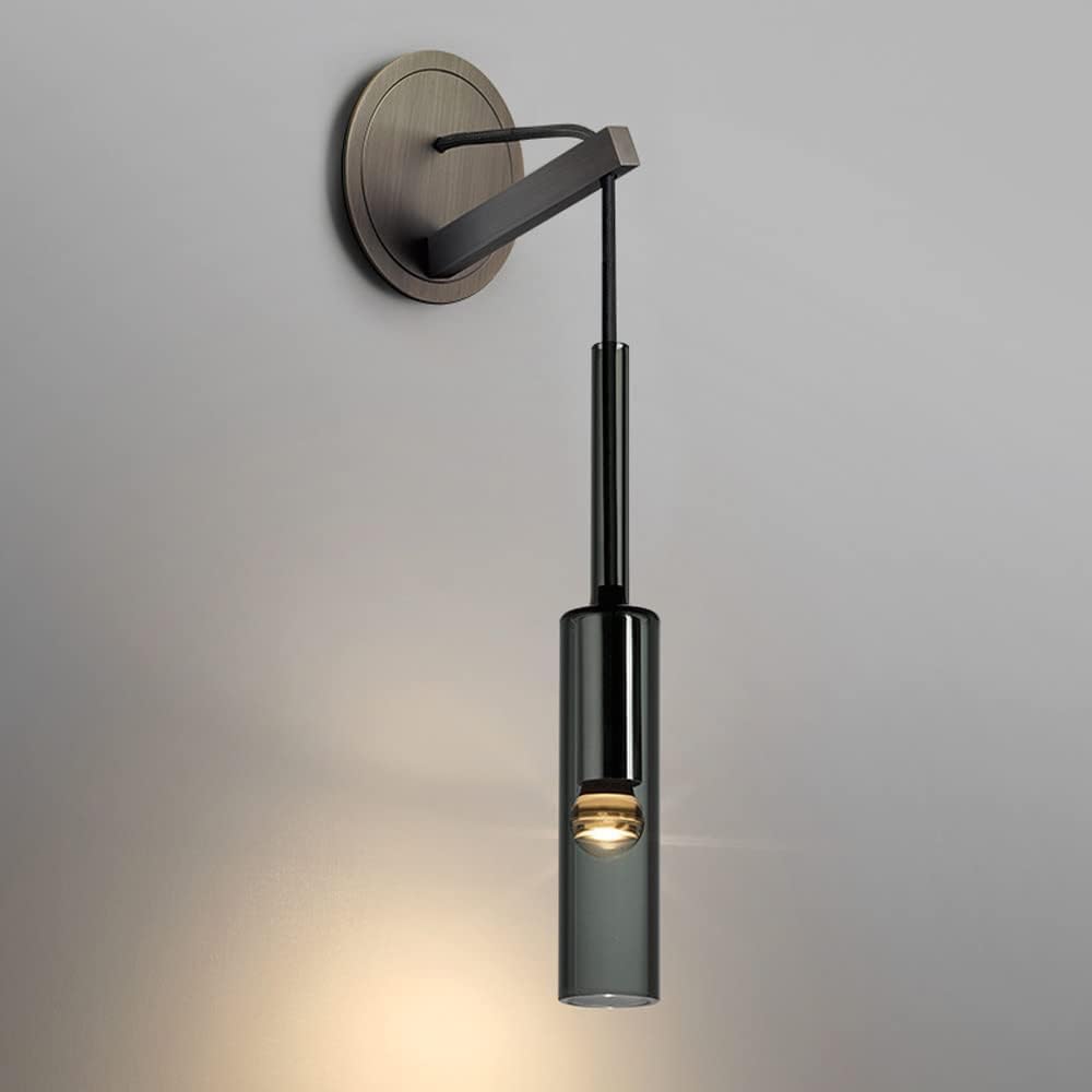 VGTLAKEX Wall Light Glass Wall Mount Light Modern Hanging Lamp Copper Hardwired Sconce Black Headboard Lighting E14 Lamps for Bedroom