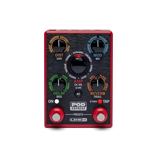 Line 6 POD Express, pedal procesador de amplificadores y efectos para guitarra con 7 modelos de amplificadores, 16 modelos de efectos, 21 presets y controles simples, ligero, compacto y portátil