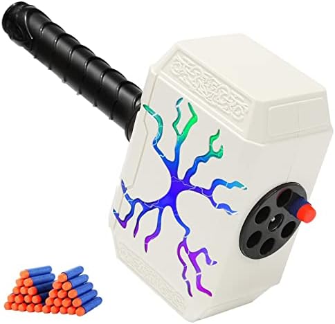 Thor Blaster Hammer Toys for Kids with Light, Includes 40 Foam Bullets, Thunder Mjolnir Hammer Toy, Kids Roleplay Toy, Great Birthday Xmas Gifts for 8+ Year Old Boys, Girls, Kids, Adults