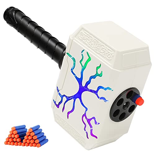 Thor Blaster Hammer Toys For Kids With Light, Includes 40 Foam Bullets, Thunder Mjolnir Hammer Toy, Kids Roleplay Toy, Great Birthday Xmas Gifts For 8+ Year Old Boys, Girls, Kids, Adults #TOP3