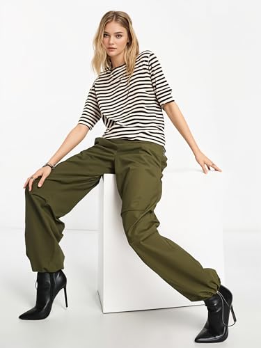 Image of Mack Jonney Oversized | Loose Fit | Half Sleeves 100% Cotton Round Neck Striped T-Shirt for WOMEN-MACK640651