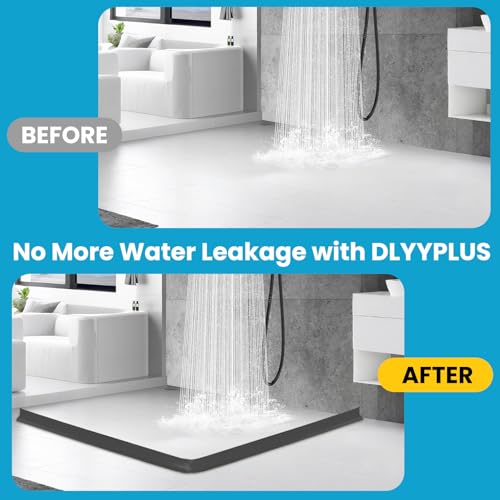 DLYYPLUS 1m Schwallschutzleiste Dusche Selbstklebend, Flexibel Silikon Selbstklebend Wasserstopper Dusche Boden, Schwallschutz Nass-und Trocken-Trennung Duschleiste Boden, für im Bad,Küchenspüle
