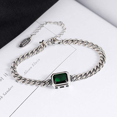 Collar de circón verde y plata 925 con pendientes de temperamento vintage joya