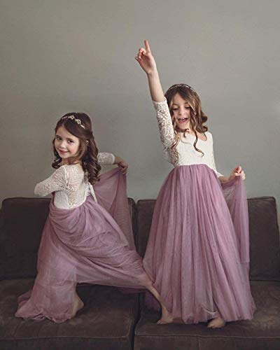 Image of Topmaker Flower Girl Dress for Toddler Baby Girls,Lace Tulle Dress for Wedding,Birthday Party,Photoshoot,Special Occasion