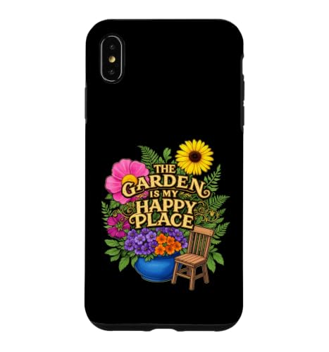 Funny Sying The Garden My Happy Place ����Ȍ��t �X�}�z�P�[�X iPhone XS Max �p