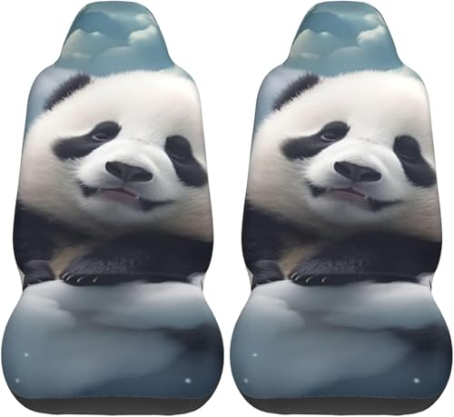 パンダ 雲 ブルー (2) カーシートカバー 2枚セット 前席用 軽 防汚 気性 洗える 普通車 適用 フロント 軽自動車 シートカバー 背面フルカバー ブラック 運転席 助手席 車用 シート カバー おしゃれ プレゼント