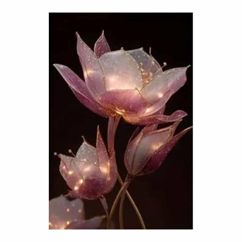 Tableau fleurs abstrait fleur illuminée lavande pour une chambre sereine