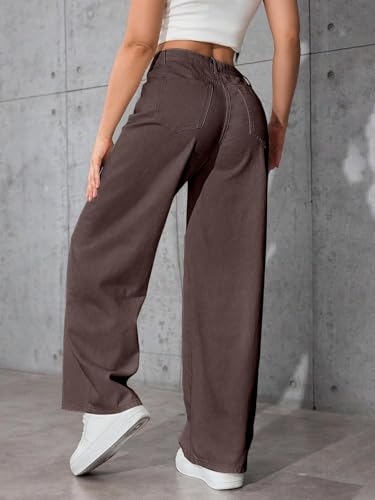 Image of Women's Off-White High Waist Denim Jeans | Straight, Relaxed, Wide Leg & Baggy Fit | High Rise Loose Oversized Denim Pants for Women | Comfortable Casual Everyday Wear | Oversized Woman baggys