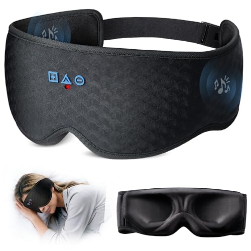 Blackout Sleep Mask: 3D Contoured, Wireless Music Sleeping Ear Muffs, Detachable, Adjustable Speaker Fit
