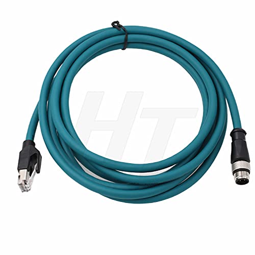 HangTon Industrial Machinery M12 4 Pin D-Code RJ45 Ethernet Power Cable, Shielded High Flex Waterproof Network Cable Encoder Sensor (5m)