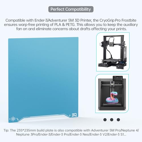 Image of BIQU CryoGrip Pro Frostbite Build Plate 235x235mm for Adventurer 5M Pro | 5X /Ender 3 V3 SE /3 V2 /3 S1 Pro /3 V2 Neo /3 Pro /Ender 5 Pro /Kobra 2 Pro /Neptune 3 Pro /4, Room Temperature Cold Printing