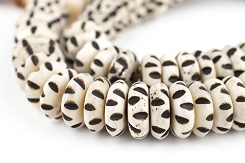The Bead Chest White Carved Disk Bone Mala Beads 13mm