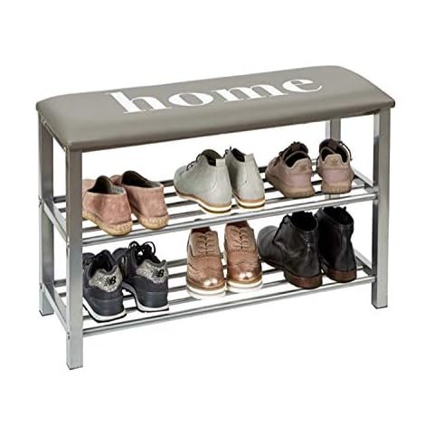 LOVE !T STORE !T Shoe Rack, Textile leather/metal, Home-Light Grey/Silver, 80x30x48cm Cover