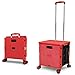 Carrello Della Spesa Pieghevole, Carrello Multiuso Portatile Multifunzionale di Grande Capacità da 54L/45KG con Manico Telescopico e 4 Ruote Girevoli Smontabili per lo Shopping da Viaggio, Rosso