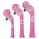 Scott Edward Golf Headcovers for Woods Set of 3 Fits Well Driver(460cc) Fairway Wood and Hybrid(UT) The Perfect Change for Golf Bag (Pink Herringbone)