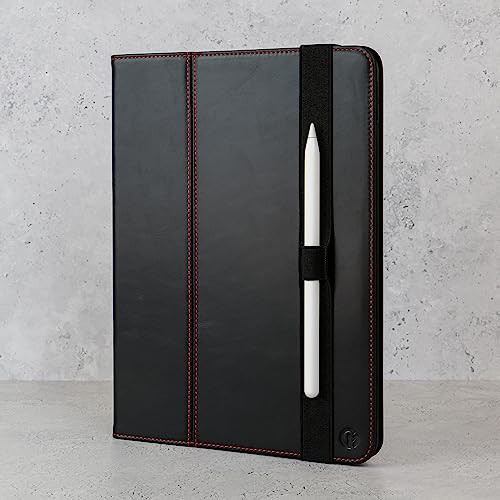 Casemade New iPad 10.2 inch Real Leather Case for 7th/8th/9th Generation (2019, 2020, 2021) - Premium Luxury Italian Slim Cover/Smart Folio with Dual Stand and Auto Sleep/Wake (Black)