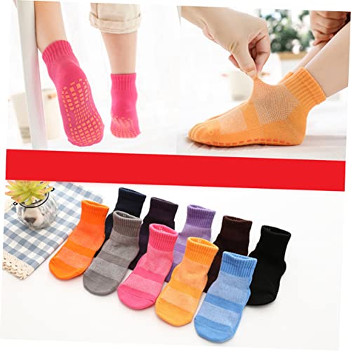 3 Pairs Non-Slip Floor Socks for Kids Cotton Trampoline Socks Dispensing Design for 1-4 Years Old in Orange4