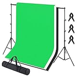 VA-Cerulean Professionelles Fotostudio Set,2,6 * 3M Hintergrundsystem mit Hintergrund Vliesstoff 1,8 m x 2,8 m, Stativ, Tragtasche, Fotoausrüstung für Fotografie Portrait und Videoaufnahme