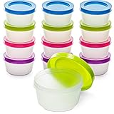 DecorRack 12 Pack 8 Oz Small Empty Plastic Storage Jars with Screw On Lids Round Wide Mouth Food Grade All Purpose Storage Containers for Kitchen, Art and Craft Slime Storage Jars (Assorted)