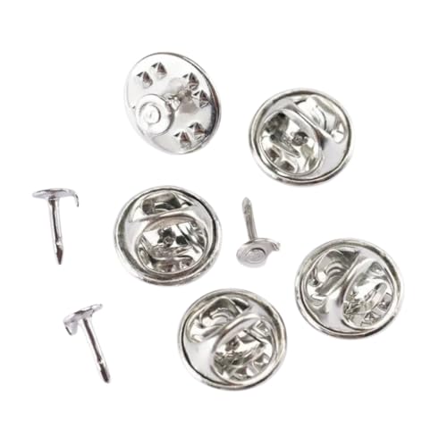 Image of (Pack of 10) Butterfly Metal Clutch Locking Clasp Pin Backs for Badge, Craft and Jewellery Making, Tie Clip Pin Label Clasps Fastener