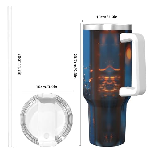 Vaso térmico de acero inoxidable 40oz con asa y sorbete miniatura 5