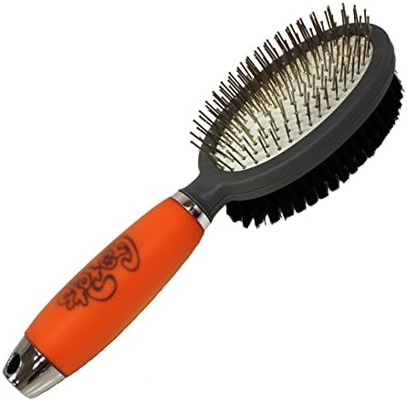 Professional Double Sided Pin & Bristle Brush for Dogs & Cats by GoPets Grooming Comb Cleans Pets Shedding & Dirt for Short Medium or Long Hair