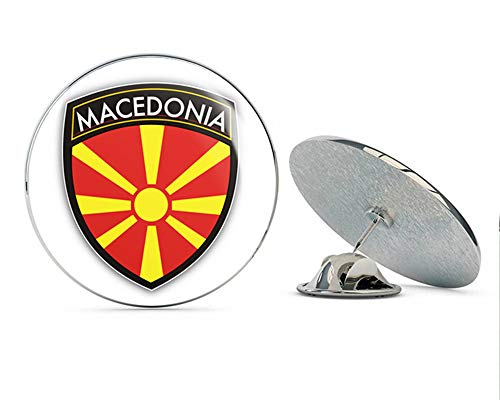 Macedonia Flag Shield Round Metal 0.75