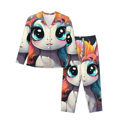 Womens Pajamas Set Soft Long Sleeve Sleepwear Button Down Pjs