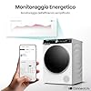 Hisense DH7S107BW Asciugatrice Pompa di Calore con AI, Condensatore Autopulente, Refresh Vapore, Ion Tech, 10kg Classe C, Display TFT a colori, Smart e Connect Life, Oblò Doppia Porta