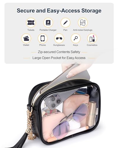 Image of PACKISM Clear Bag for Stadium Events - Small Clear Purses for Women Stadium Crossbody for Game Day, Festival, Concerts