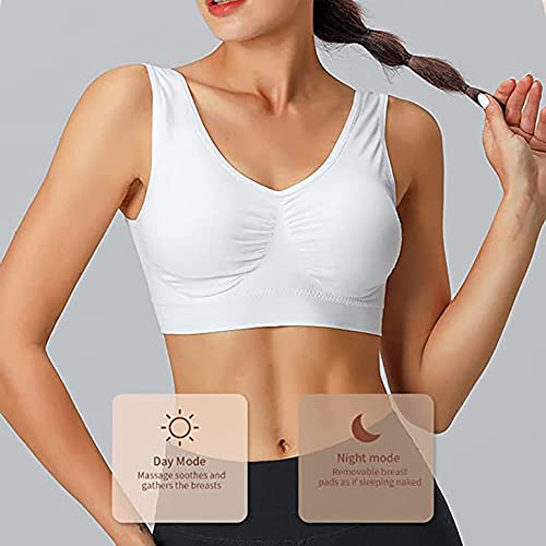 Breathable Cool Lift Up Air Bra, Tourmaline Shaping Wireless Silky Bra, Comfort Sports Bras (Blue,Sm