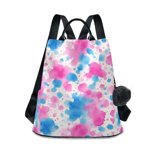 Sac à dos multicolore femme en tissu sergé multipoche bleu et rose