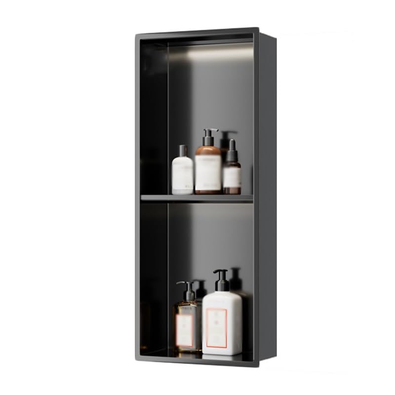 DFEDHF Shower Niche with Light Stainless Steel Recessed Alcove Waterproof No Tile Needed Wall Mounted Organizer Caddy for