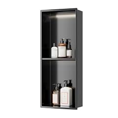 ntumLeap Shower Niche with Light Stainless Steel Recessed Alcove Waterproof No Tile Needed Wall Mounted Organizer Caddy for