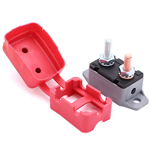 2pcs 12V/24V 50A Manual Reset Circuit Breaker with Cover Stud Bolt Type and Screw for Battery Chargers, Trucks, Buses, Electric Cars, Car Engines